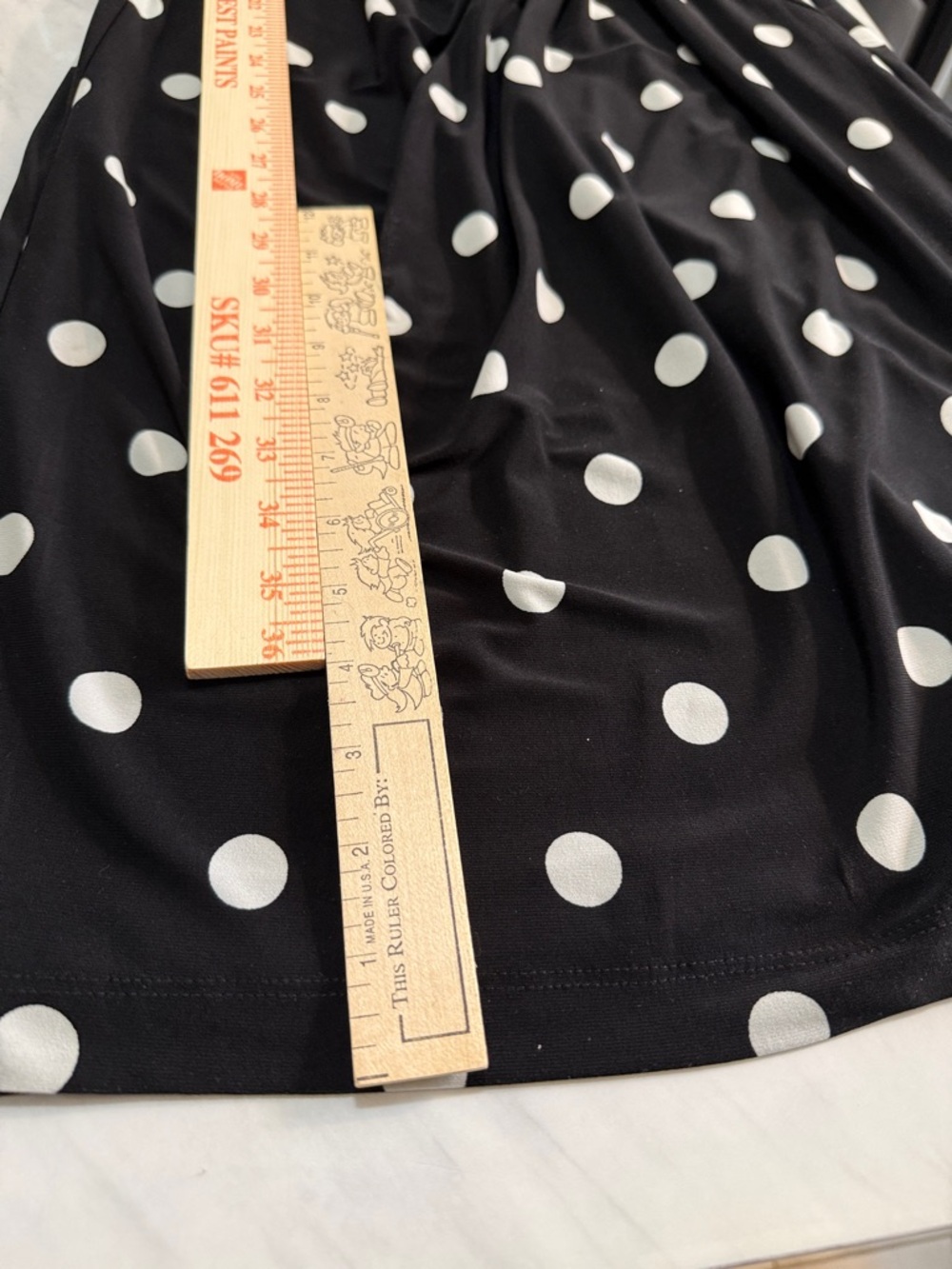 Ralph Lauren Black White Polka Dot Midi Dress Size 10 Ruched Waist Elegant Chic - Picture 6 of 6